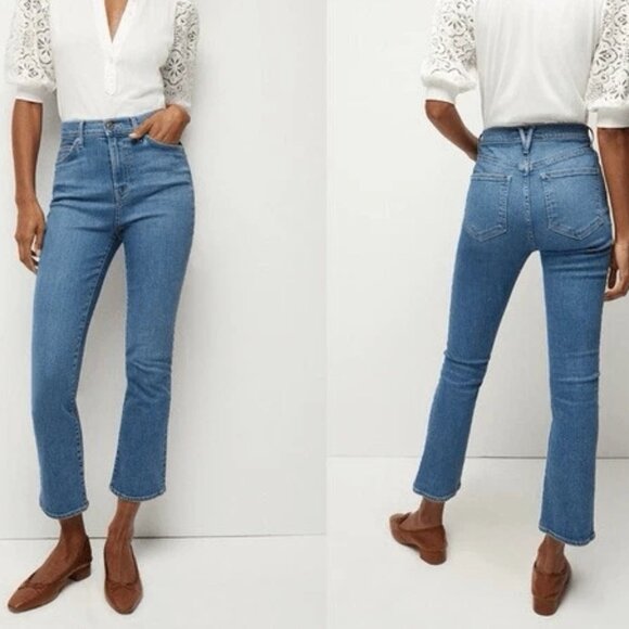 Veronica Beard Denim - VERONICA BEARD JEANS CARLY KICK FLARE HIGH RISE SUPER-STRETCH DENIM CROPPED 25